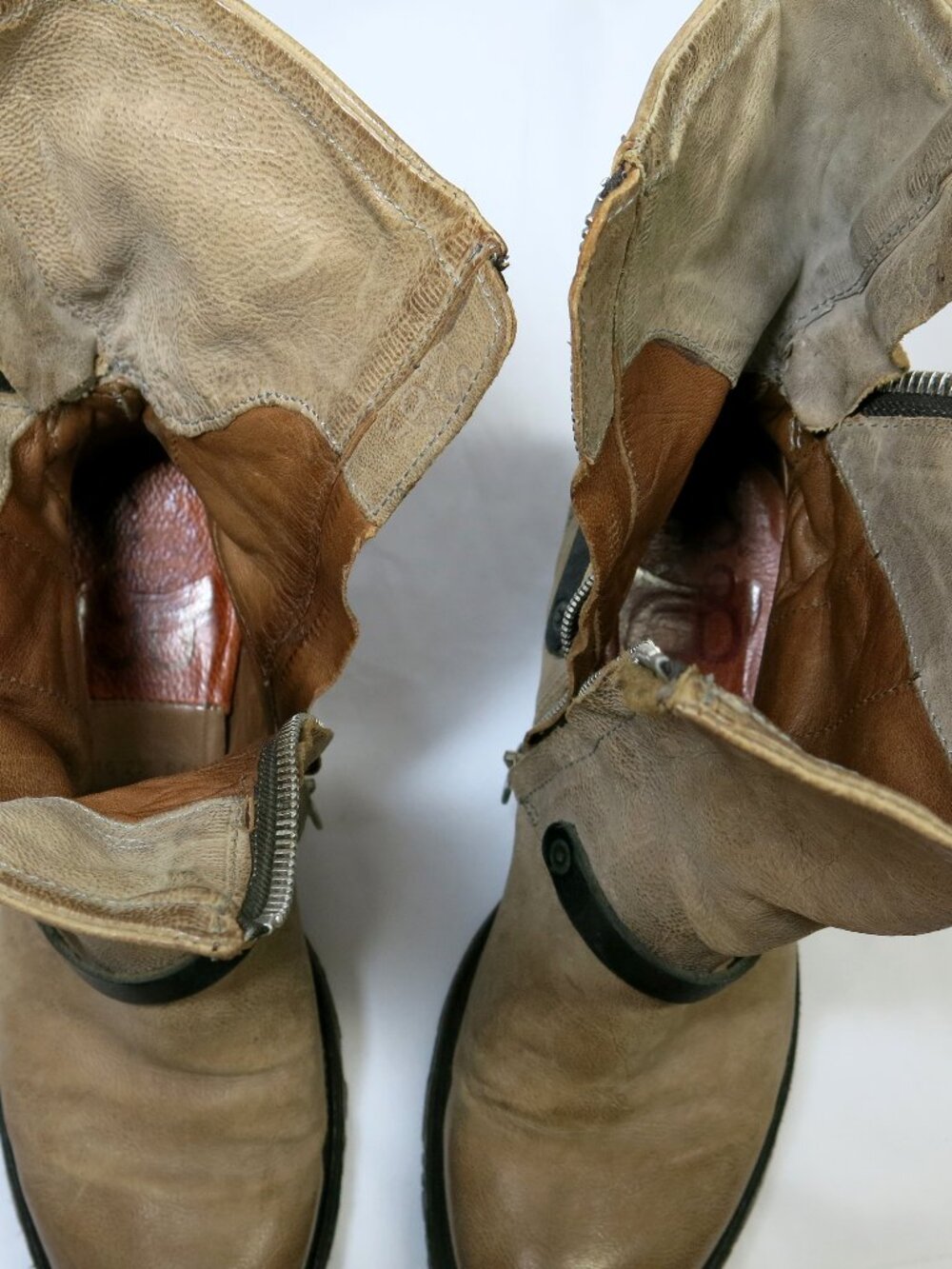 A.S. 98 Beige Double Zippered Boots, EU 38, US 8,Rare, Biker-Boho Strapped Boots - Picture 13 of 16